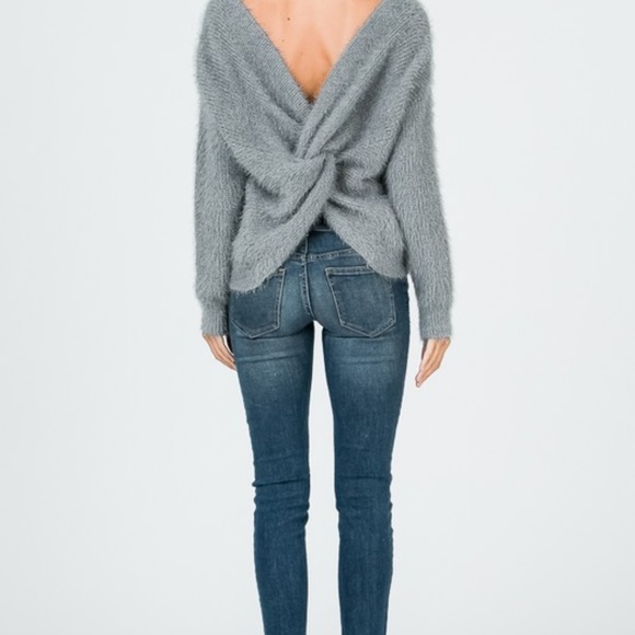 Knot Accent Open Back Sweater - Picture 2 of 7